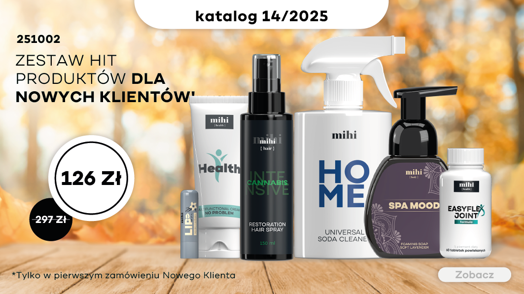 Unikalny zestaw HIT produktów mihi dla Nowych Klientów w okresie 14/2025! Aby maksymalnie ułatwić pierwszy krok, z przyjemnością przedstawiamy specjalną ofertę dla Nowych Klientów!